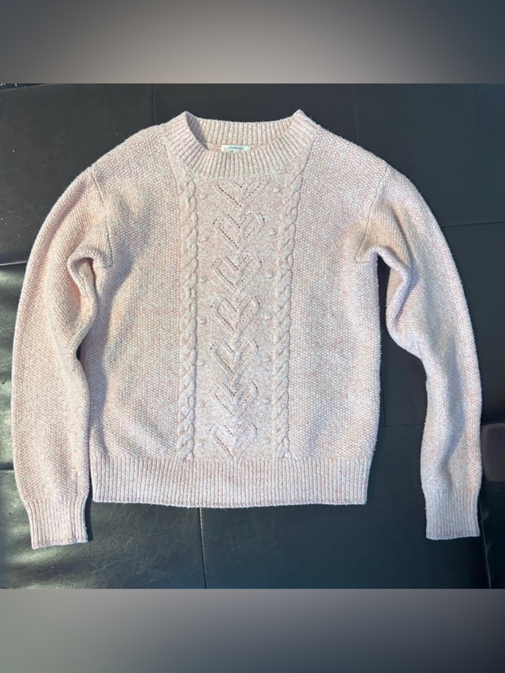 J. Crew Crewcuts Cable Knit Heart Chunky Petal Pastel Pink Sweater Large (10)